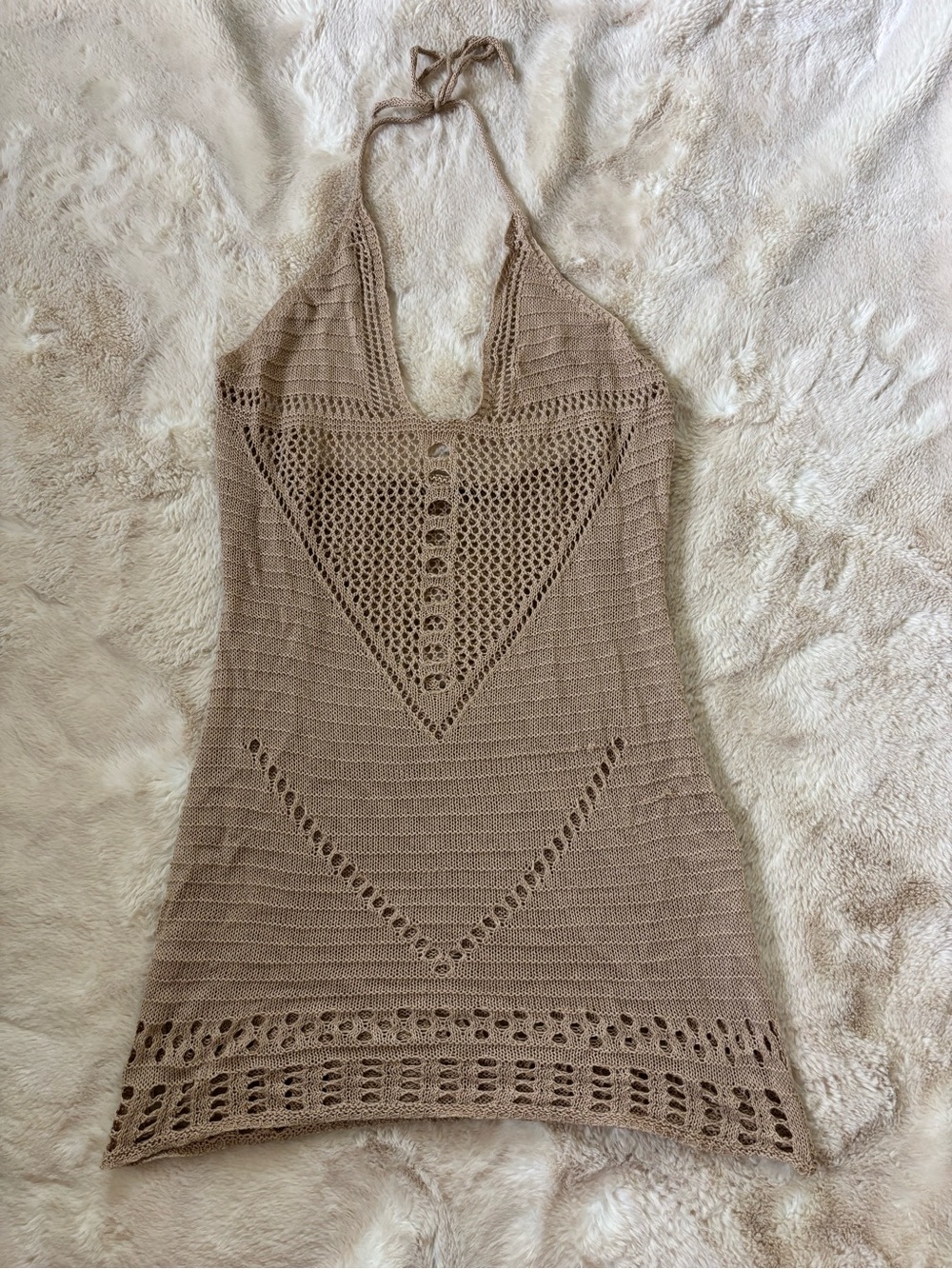 Tan Crochet Bikini Coverup